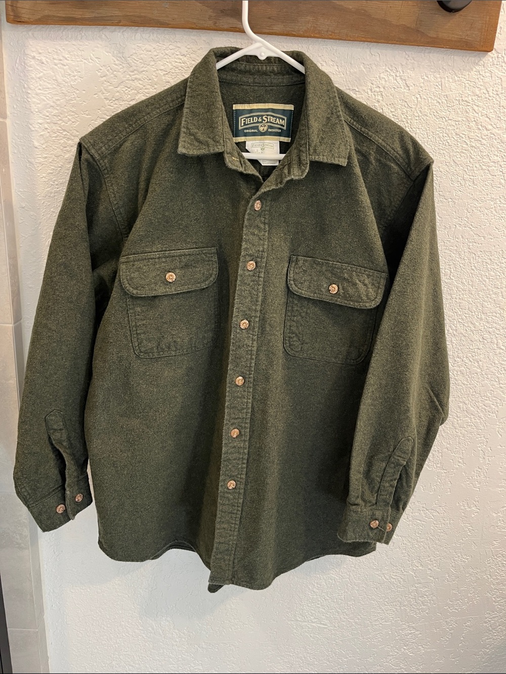 Field & Stream Olive Green Button-Front Shirt Jacket